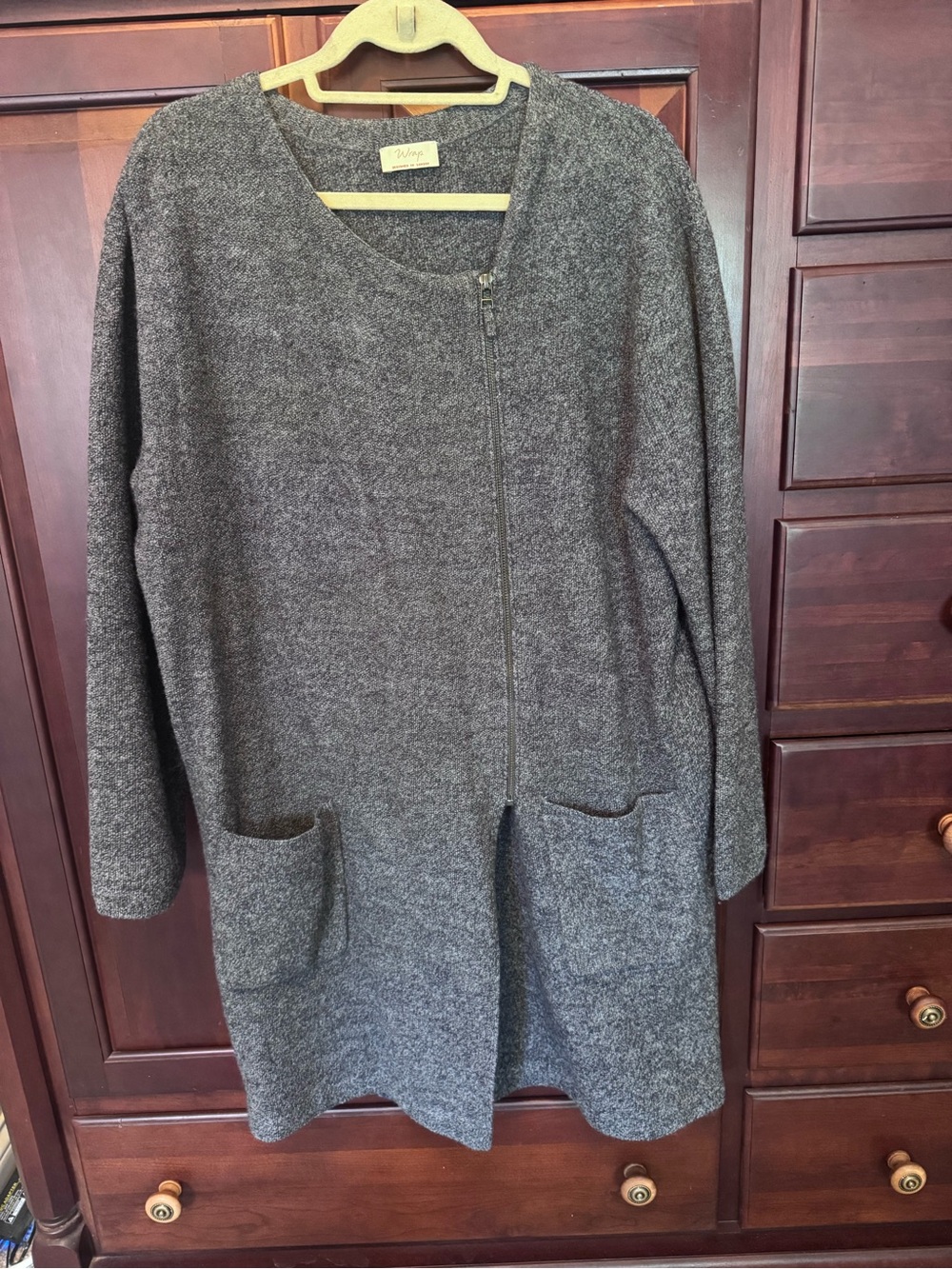 Wrap London Blue/Gray 100% Wool Zip Sweater Dress